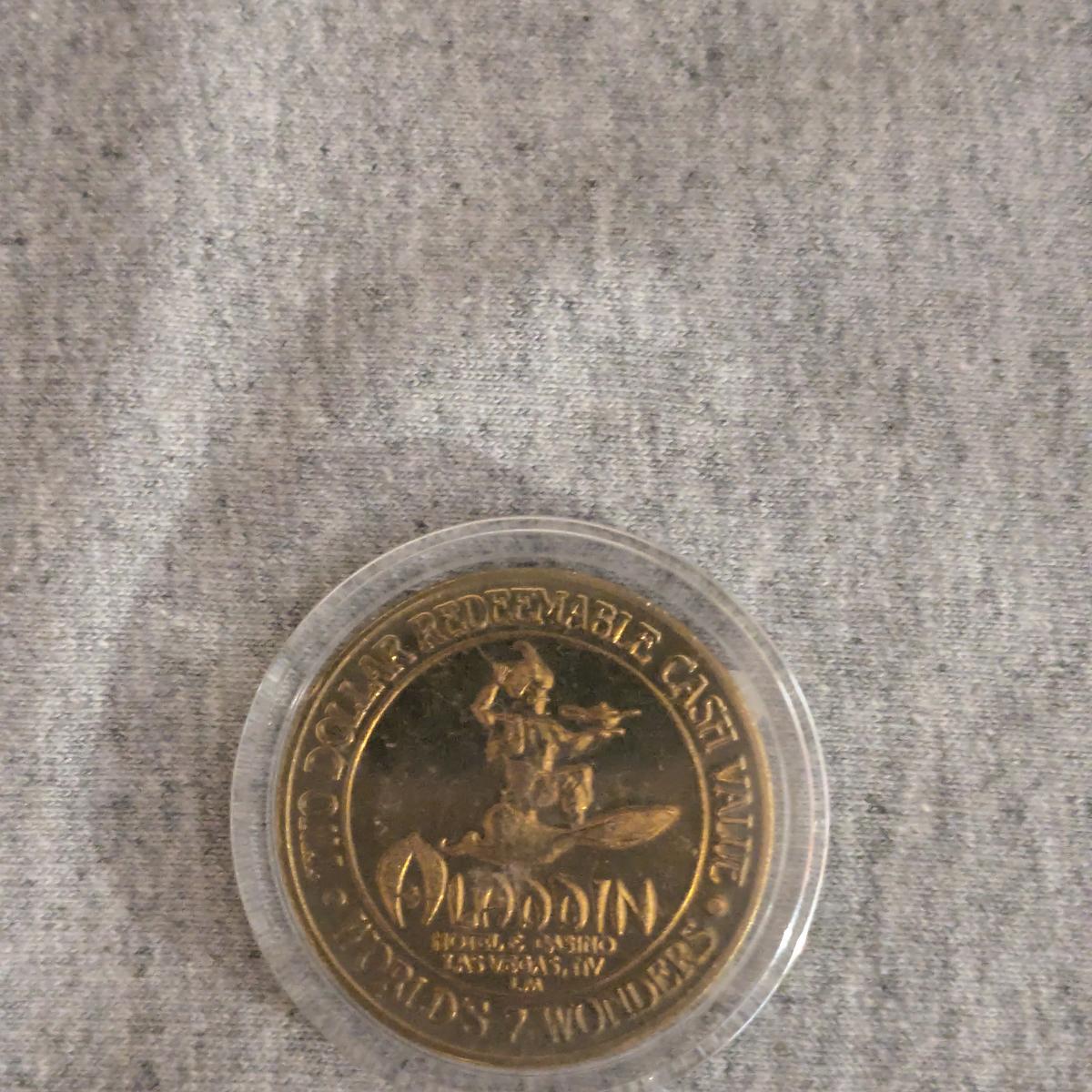 Vintage 1980s Aladdin Casino Las Vegas World's 7 Wonders Token - Empire State Building