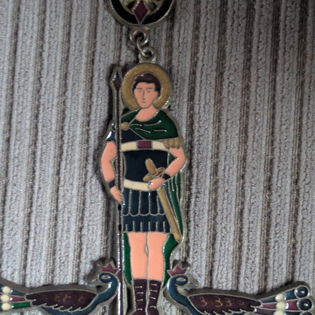 Bronze Greek Orthodox Saint George and the Dragon Cross