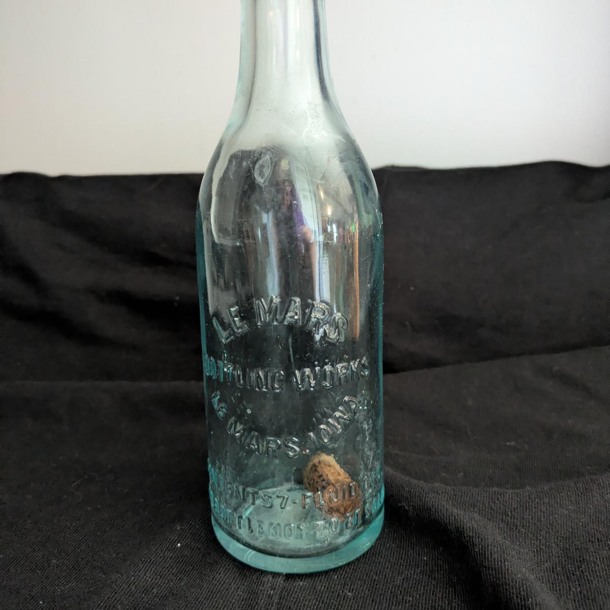 Vintage LeMars Bottling Works Aqua Glass Bottle