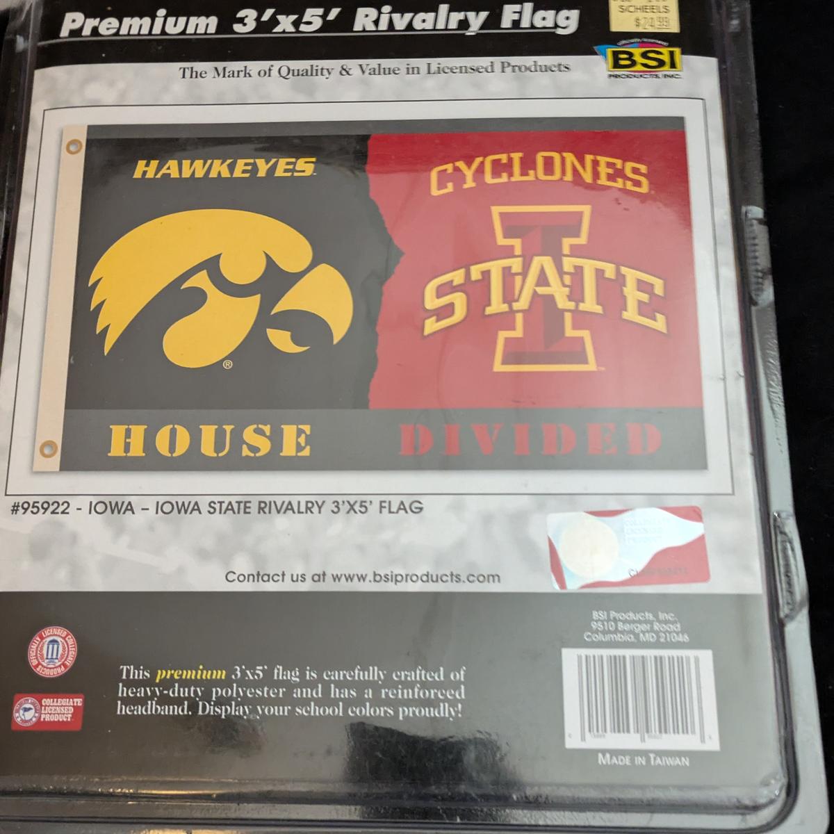 Iowa Hawkeyes vs. Iowa State Cyclones House Divided 3'x5' Flag