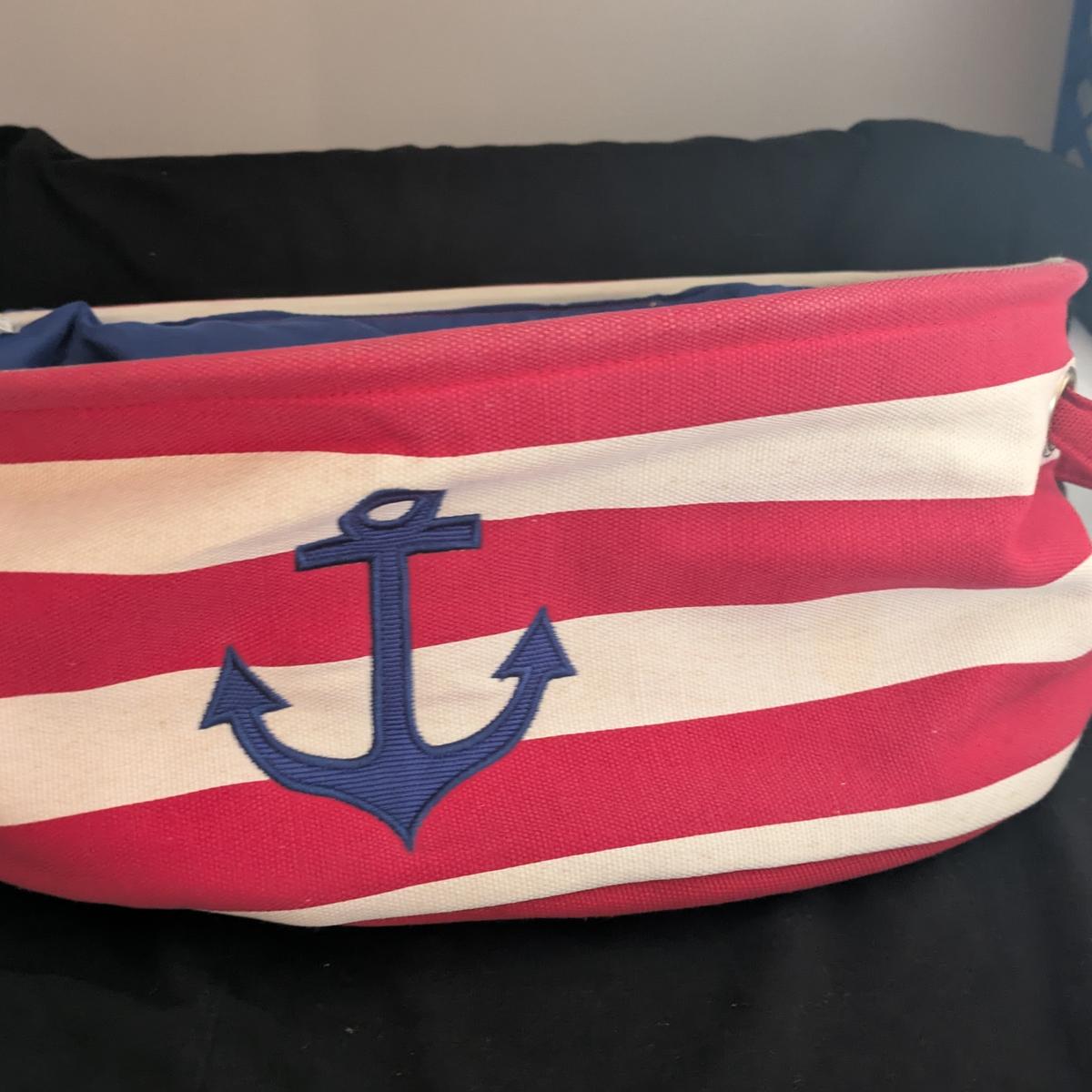 Nautical Stripes Anchor Storage Bin