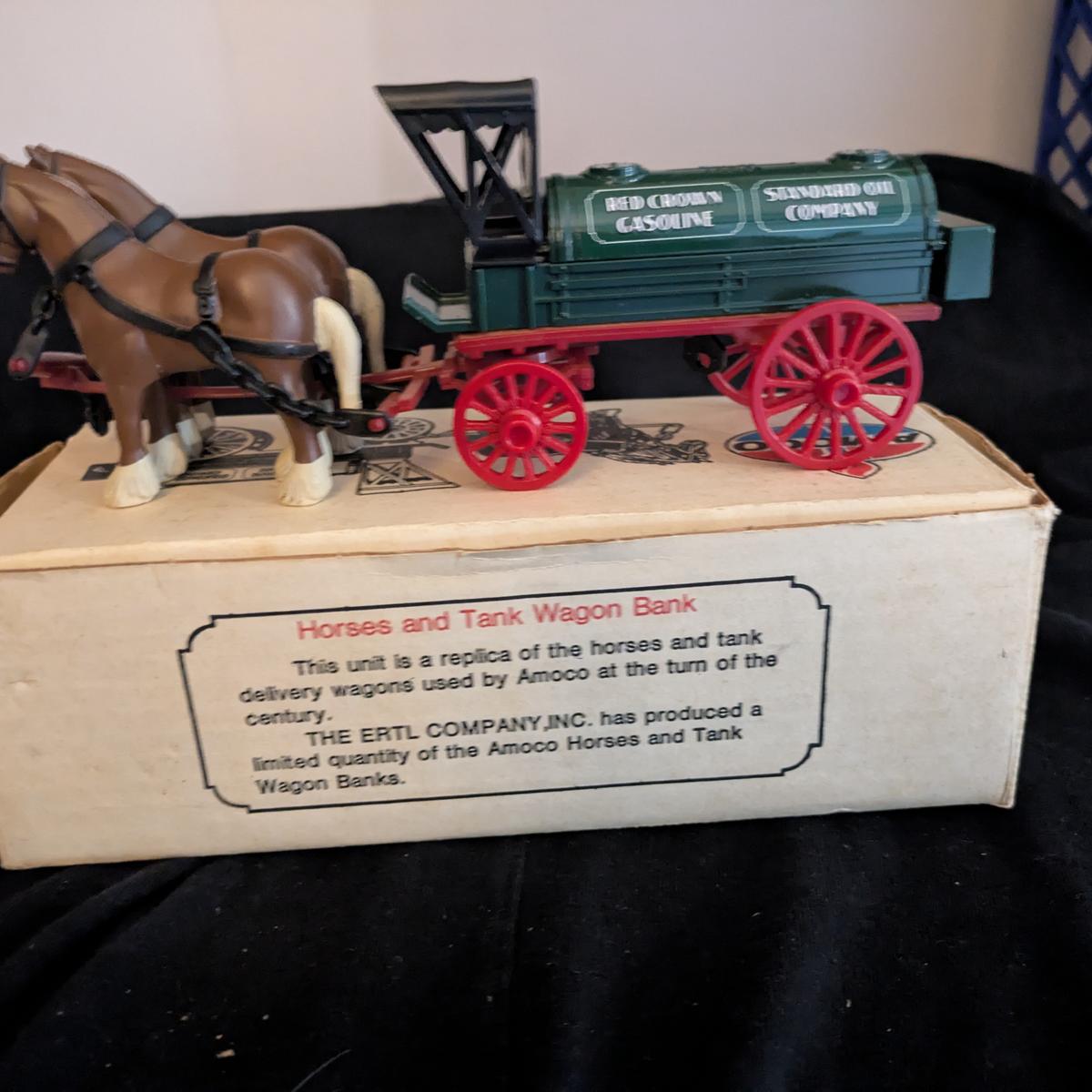 Vintage Amoco Red Crown Gasoline Horse and Tank Wagon Bank