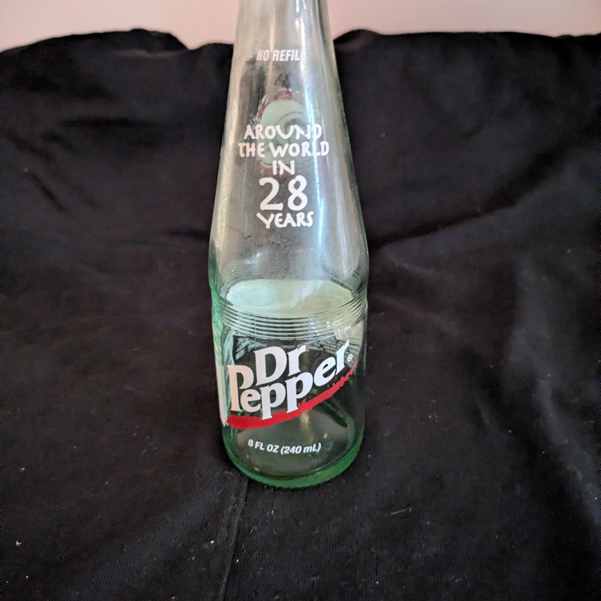 Vintage Dr. Pepper "Around the World in 28 Years" 8oz Bottle