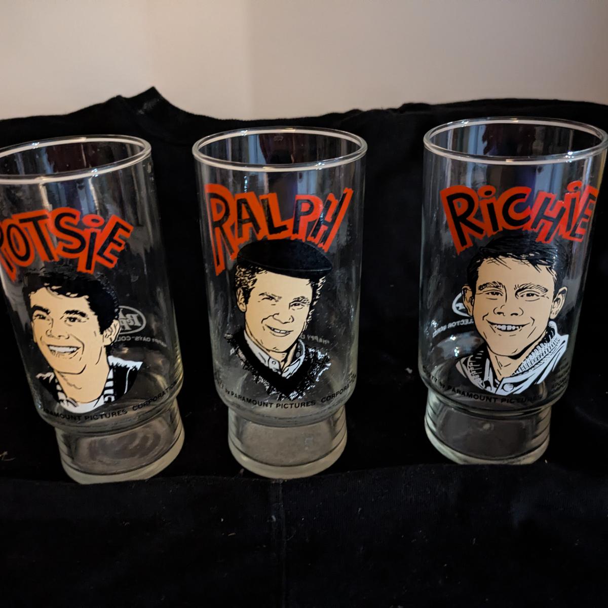 Vintage 1970s Happy Days Character Glasses Set