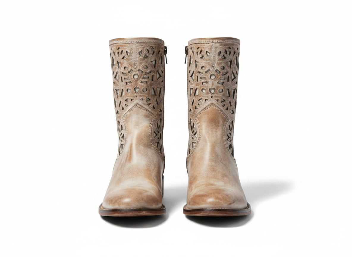 Patron Cognac Laser Cut Cowgirl Boots